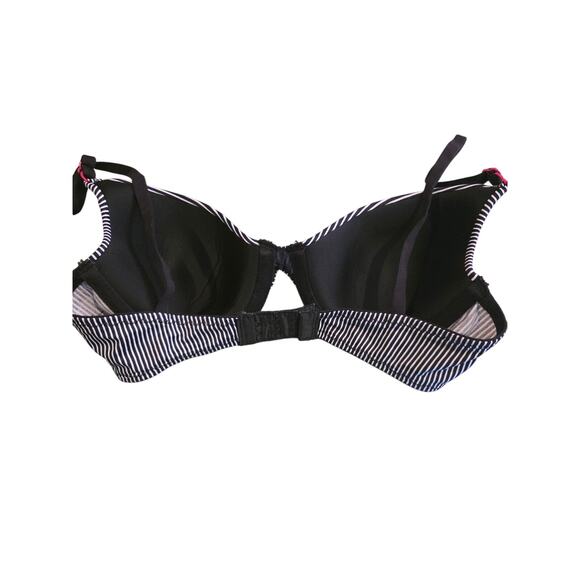 Maidenform Bra 32C Womens Black White Striped Lined Underwired Adjustable Straps - Picture 3 of 4